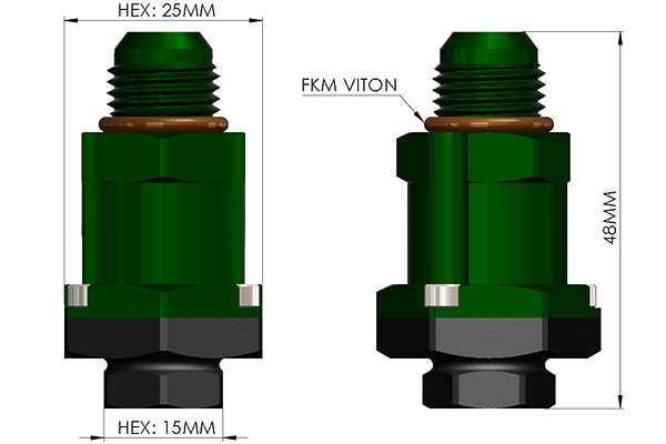 Radium Pump Outlet Adapter Check Valve 6an Male Vehicles & Parts Radium engineering