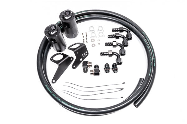 Radium Engineering catch can kit with mounting brackets, hose and fittings