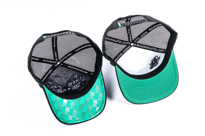 Radium Camo Snapback Hat, Curved Bill.