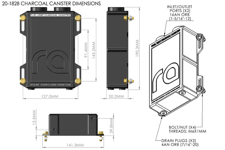 Radium Engineering Fuel Vent Charcoal Canister - Universal